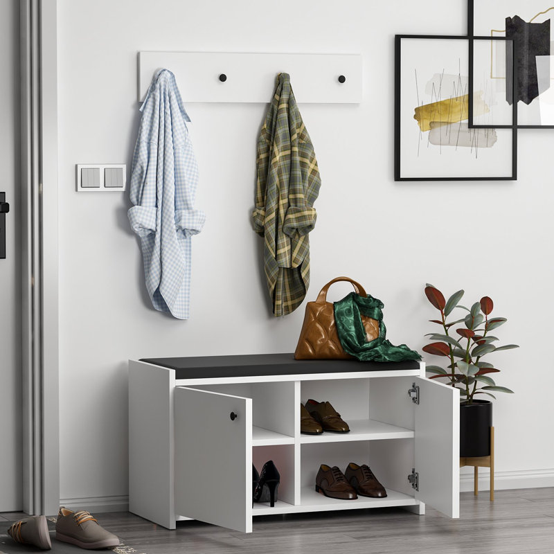 Armoire de rangement pour chaussures 8 paires, Blanc / noir