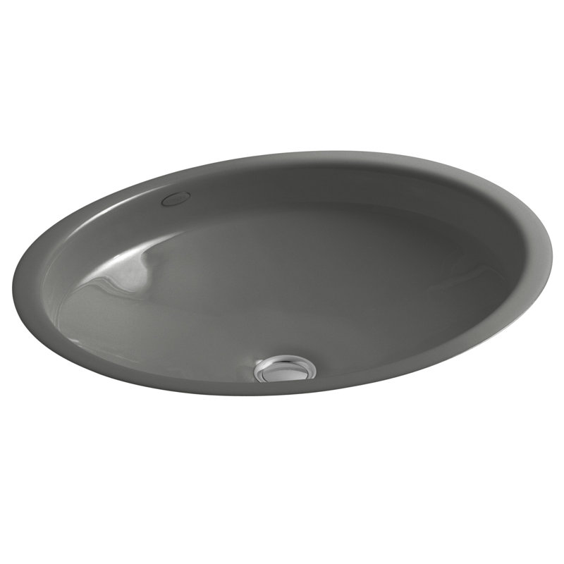 Canvas Metal Oval Undermount Bathroom Sink with Overflow, Thunder Grey
