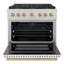 ZLINE Autograph Edition 36 in. 5.2 cu. ft. Paramount Dual Fuel Range W/ 6 Burner DuoPro Cooktop and Electric Convection Oven in Satin Stainless Steel W/ White Matte Door and Champagne Bronze Accents-144194922-144194926-144194927