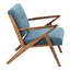 Chaise longue en bois massif Mid-Century moderne, détails, pacane bleue, H 32,5 po x l 33,5 po x P 30 po avec structure-1168390804