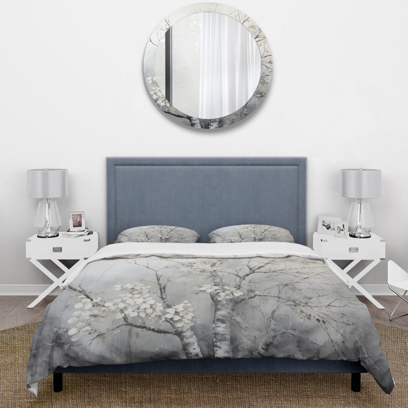 Ensemble de housse de couette en microfibre / polyester gris, Housse de couette pour très grand lit et 2 très