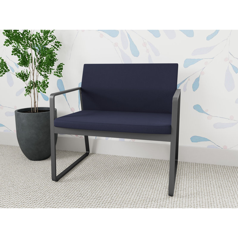 Fauteuil de bureau Gansett, Anthracite, Portes ouvertes en tissu bleu marine