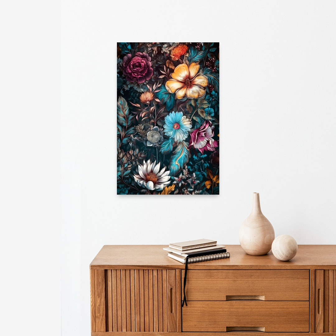 Moody Botanical Blooms Abstract Rose Succulent Flower Nature Wall Art Print