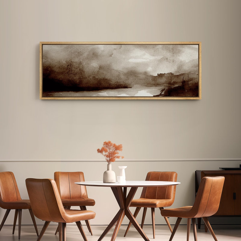 Moody Landscape, sépia, art moderne, H 20 po x l 60 po, Naturel