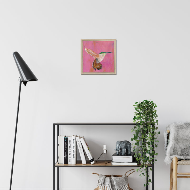 Sweet Hummingbird I by Mehmet Altug - Painting, Natural Wood Framed Paper Print, 34cm H x 34cm W