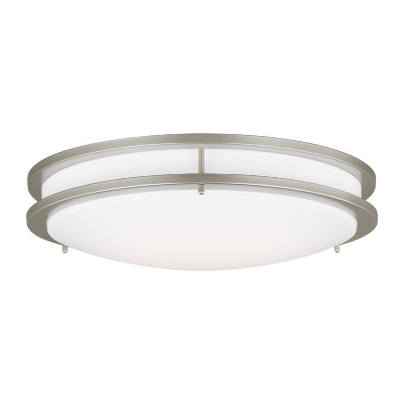 Plafonnier encastré 1 lumière à DEL Mahone, H 4,25 po x l 17,75 po x P 17,75 po, Nickel brossé peint