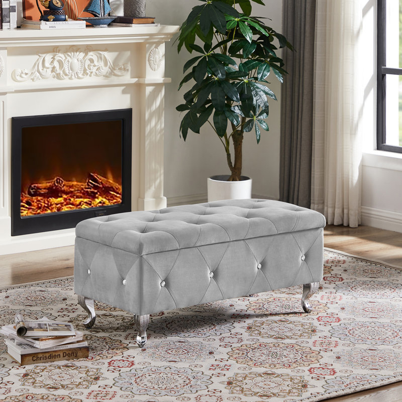 Storage Ottoman Bench, Gray