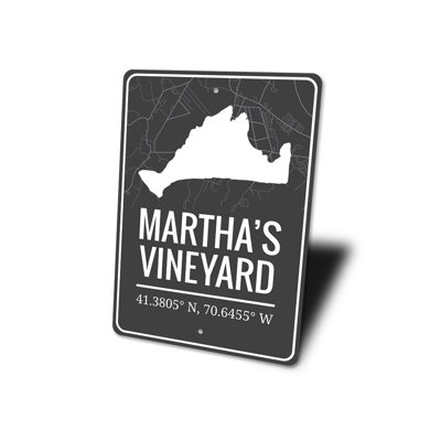 Marthas Vineyard Coordinates Aluminum Sign