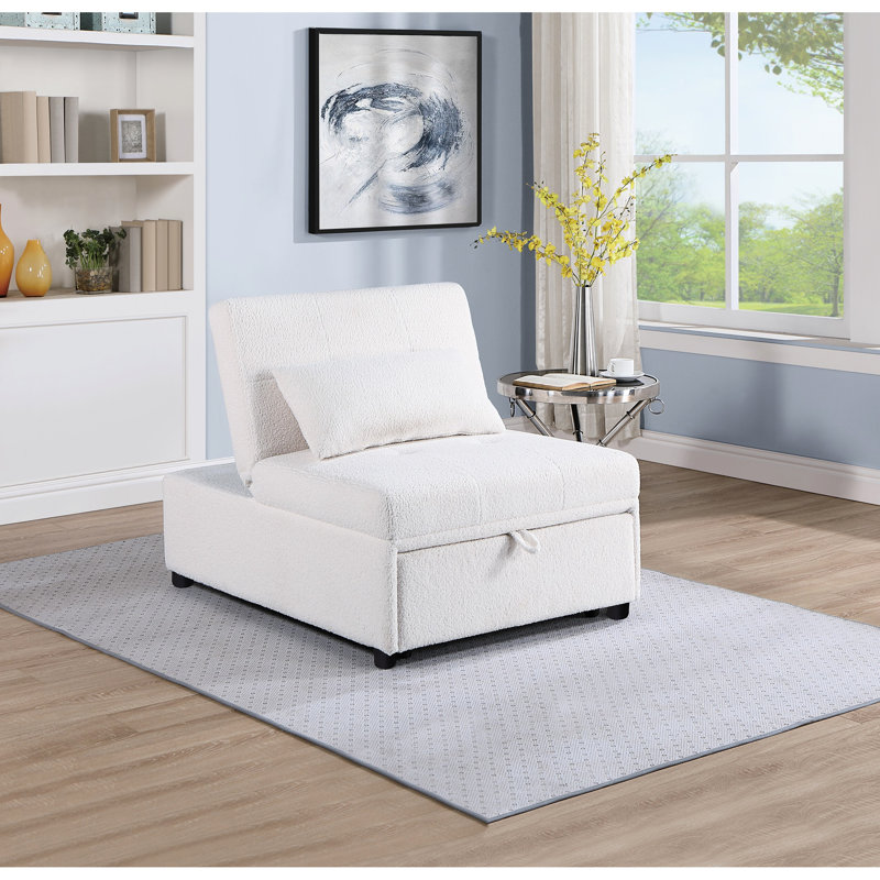 Fauteuil-lit moderne en blanc avec coussin de couleur convertible