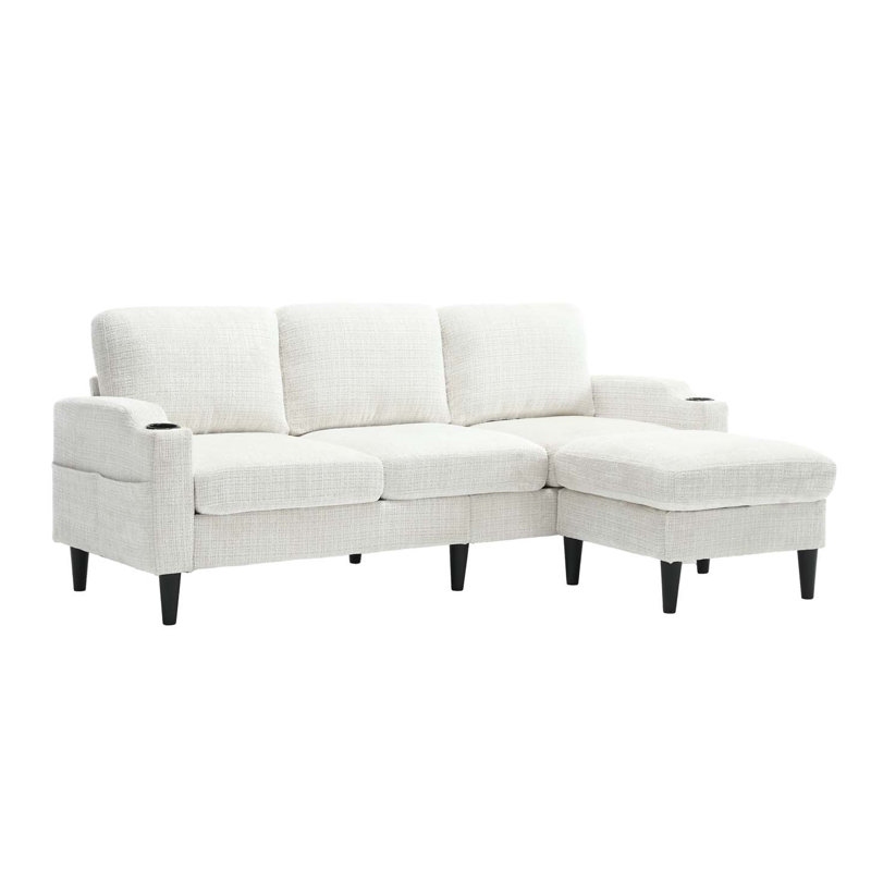 Adylynn Upholstered L-Shaped Sectional, Beige Chenille