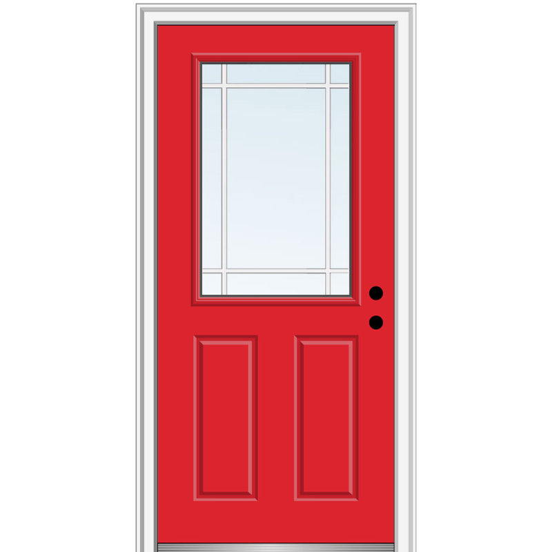 Porte d'entrée Prairie Prairie, S'ouvre à gauche vers l'intérieur, H 81,75 po x l 37,5 po x P 4,56 po, Blanc brillant