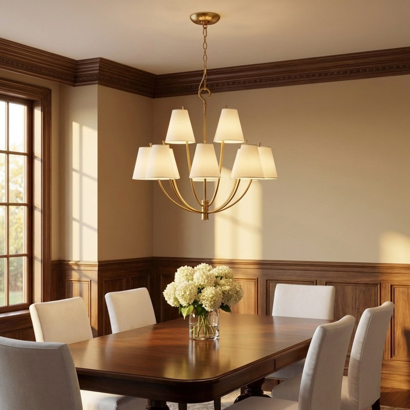 Reyes 12-Light Chandelier, Burnished Brass, 116.63" H x 30" W  x 30" D