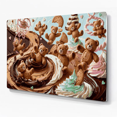 Desserts Teddy Grahams Brown Metal Wall Art