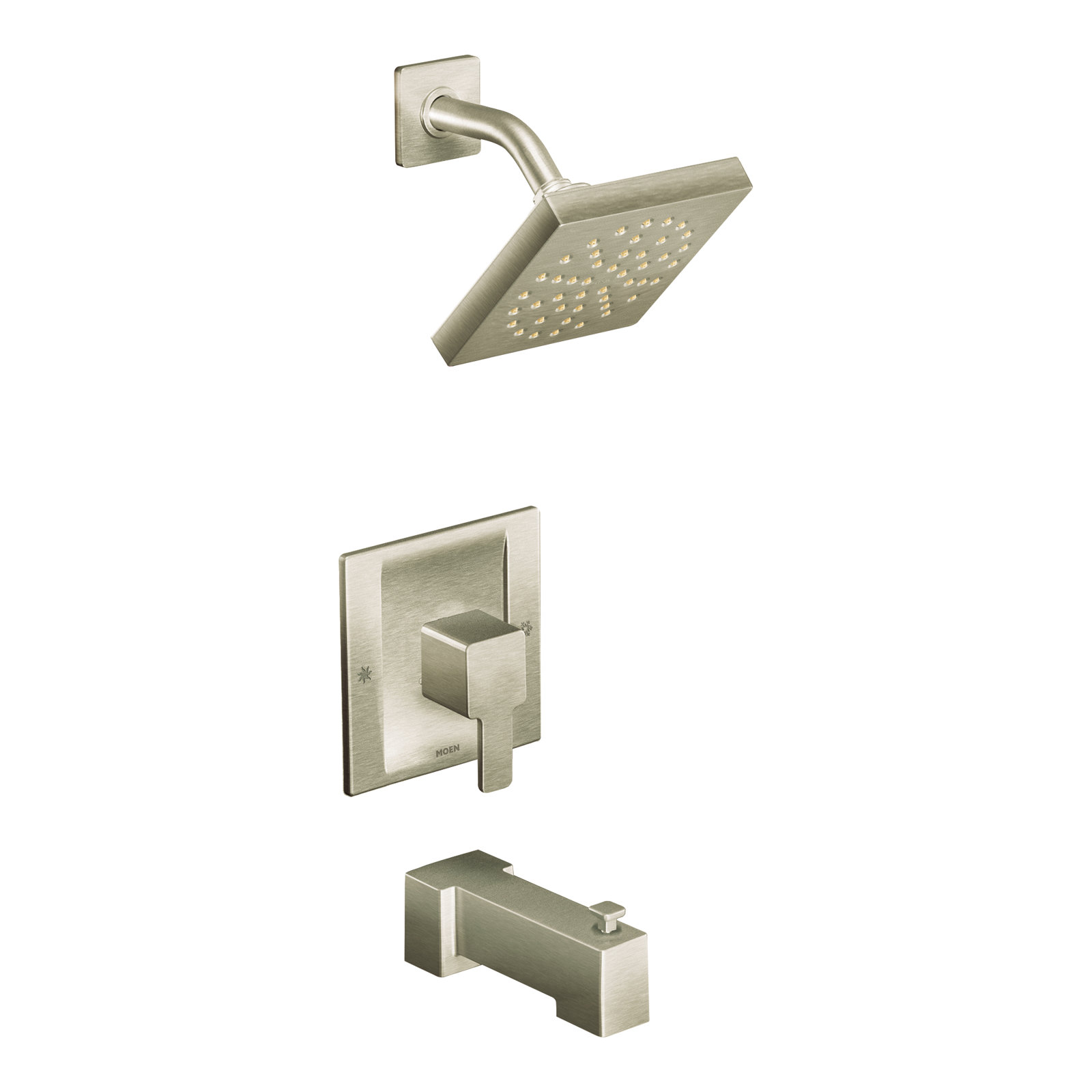 90 Degree Tub and Shower Faucet with Posi-Temp, Brushed Nickel