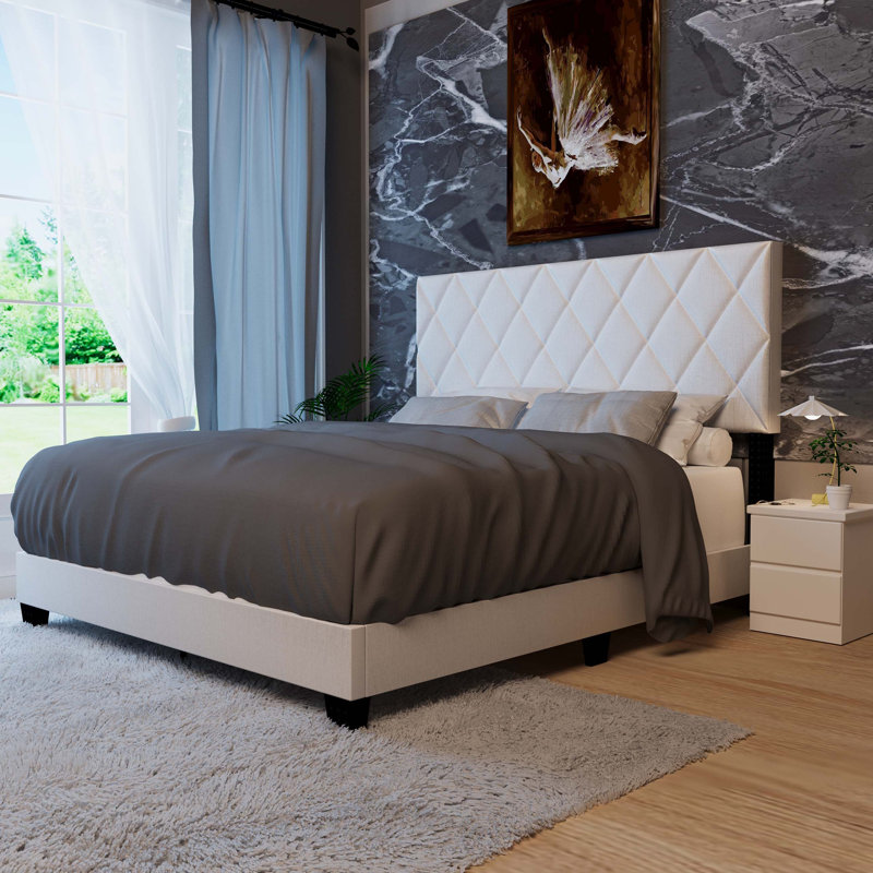 Lit plateforme tapissier Vladka, Blanc