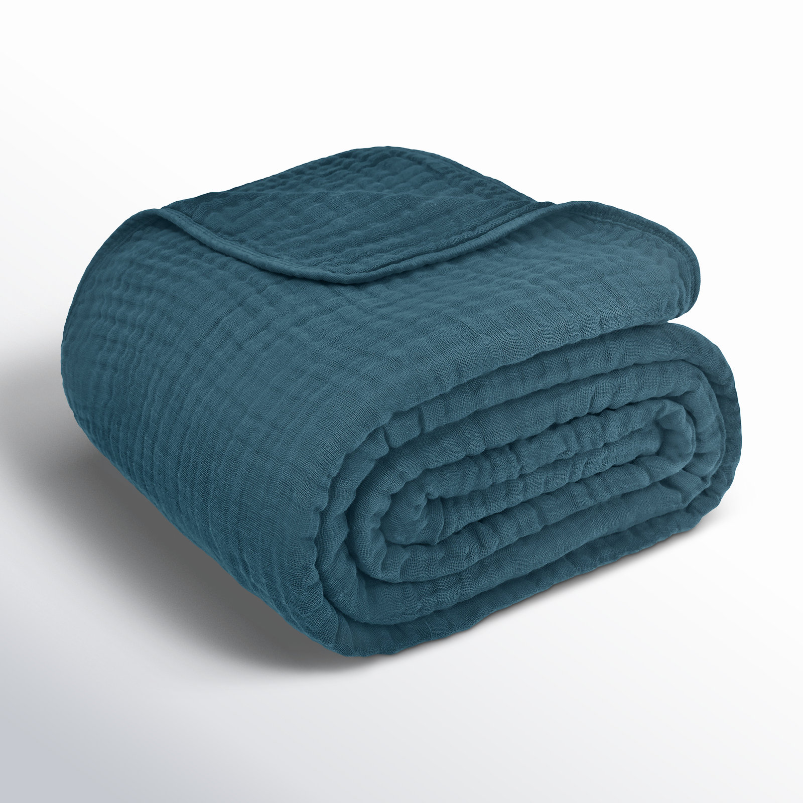 Karlina Cotton Muslin Throw Blanket, Neptune, Throw