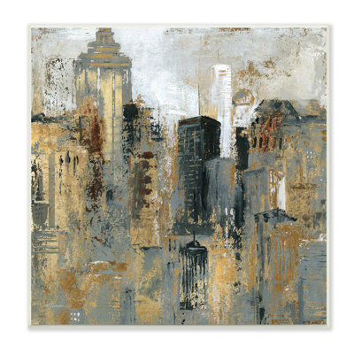 Abstrait, paysage urbain, bâtiments urbains, architecture moderne, art mural sur plaque par Carol Robinson
