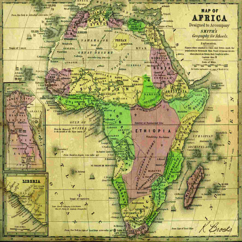 Carte de l'Afrique 2, H 36 po x l 36 po