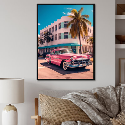 Miami Ocean Drive Pink Drive, reproduction d'art sur toile