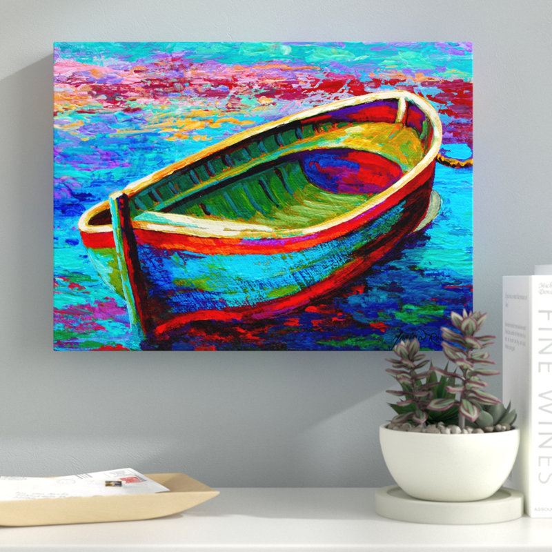 " Boat 9 " by Marion Rose, 14" H x 19" W x 2" D, Wrapped Canvas