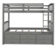 Lit superposé simple gris avec stabilisateur et rail, lit gigogne 3 tiroirs pour l'accessoire de chambre à coucher, 3 chambres, chambre d'amis, article à motif