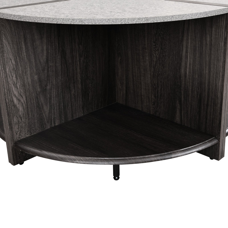 Table basse industrielle grise - ensemble de 4 pièces, 2 rangements pour le salon et le jardin, accessoires de 4 po