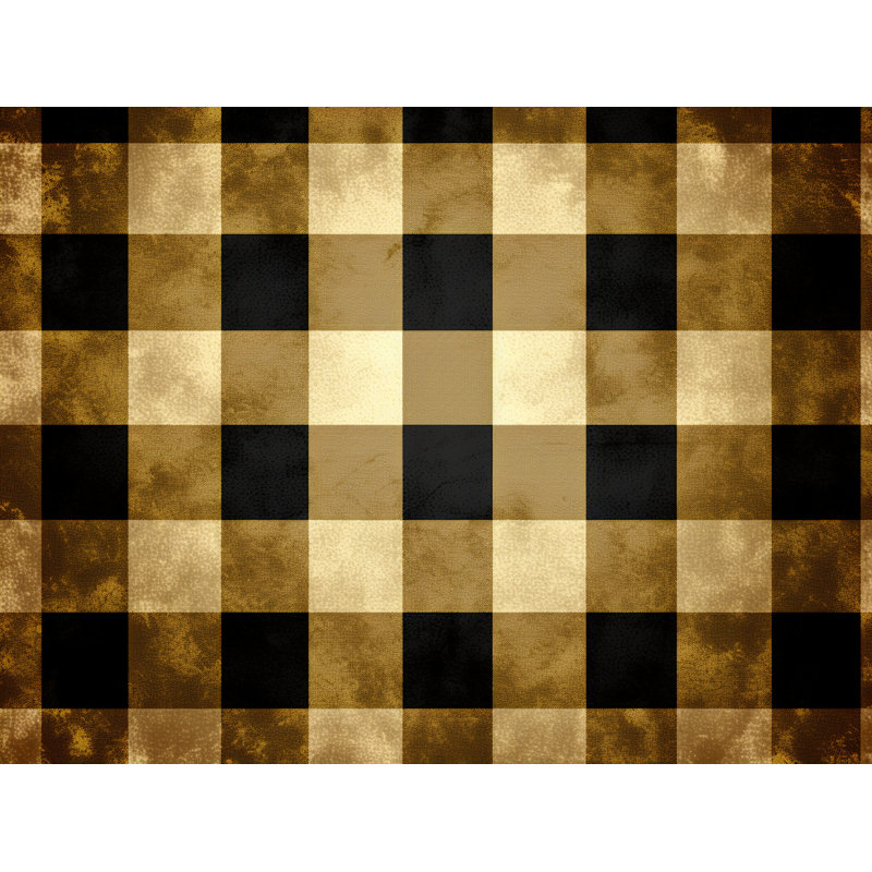 Machine Printed Comforter, Twin Comforter, Black/Gold Gingham