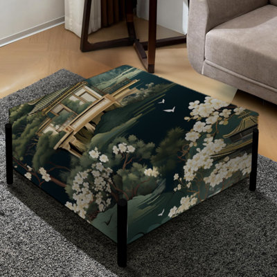 Tea House Elegance - Grand repose-pieds carré chinois