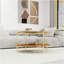 Table basse ronde moderne dorée double couche + verre trempé + rangement et décoration + 32,28 po de diamètre + couleur or