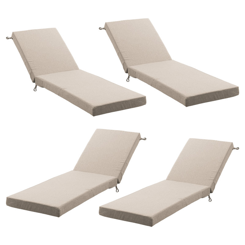 Forbell Outdoor Weather-Resistant 3.5" Chaise Lounge Seat Cushion - Back Cushions And Seat Cushions, Beige, 4