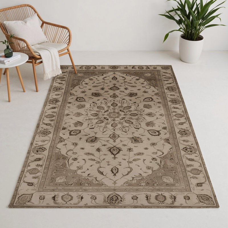 Tapis gris d'intérieur et d'extérieur Tabriz, Rond 5 pi