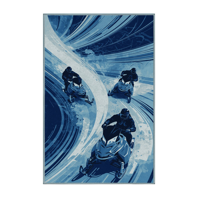 Tapis bleu foncé audacieux et éclectique Seth, 6 x 9