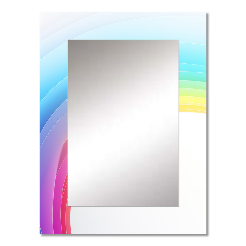 Rainbow Whispering Spectrum I - Abstract Shapes Decorative Mirror, Purple Wall Mirror, Printed Metal Art, 32" x 24"