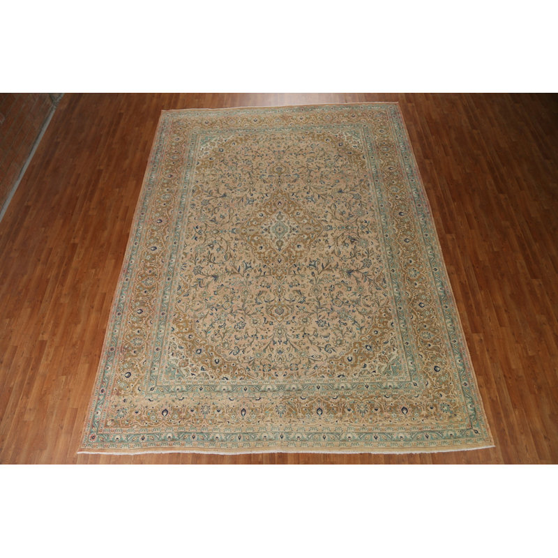 Tapis unique en laine noué à la main de 9 pi 8 po x 12 pi 6 po des années 1960 Shoniqua