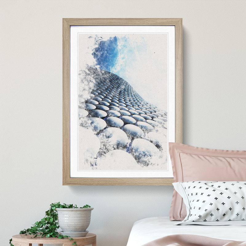 The Bullring in Birmingham - Picture Frame Graphic Art, 87cm H x 62cm W x 2cm D, Oak Framed