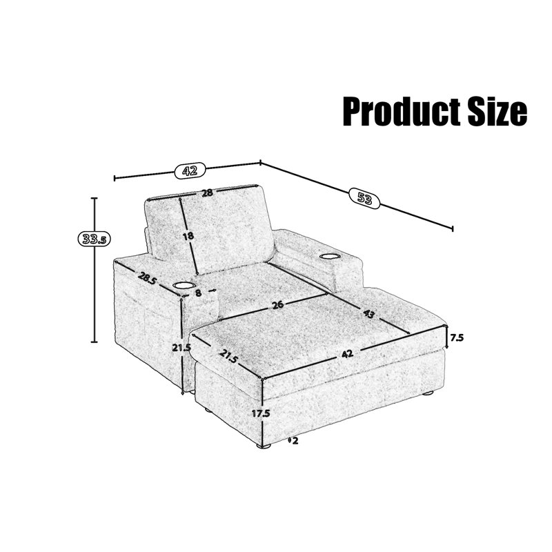 Canapé avec repose-pieds avec rangement, Vert