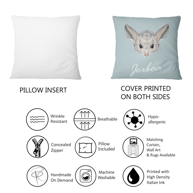 Portrait of Jerboa - coussin décoratif traditionnel imprimé