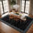 Geometric Border Black/Ivory Minimal Indoor Woven Area Rug-1154357815