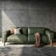 Canapé modulaire vert en cuir véritable-131637872