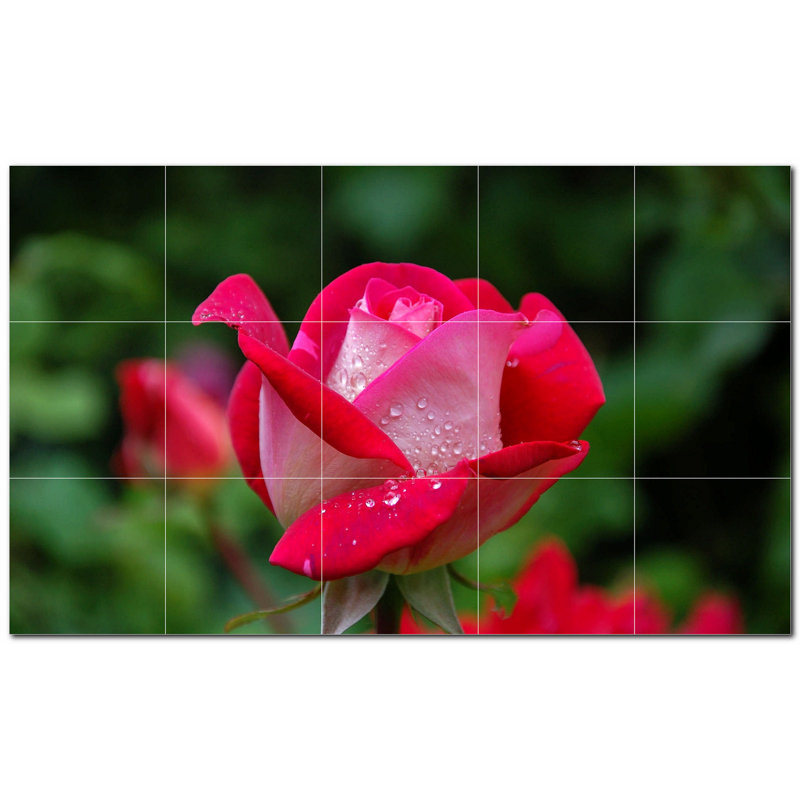 Décoration murale fleurs en céramique satinée 4,25 po x 4,25 po