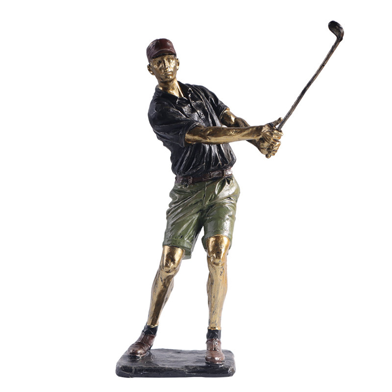 "retro Golfer Sculpture, Resin Figure Statue, Home Decorative Artwork Ornament"