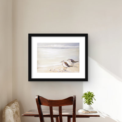 Deux bécasseaux sur la plage - reproduction encadrée mate pour la décoration