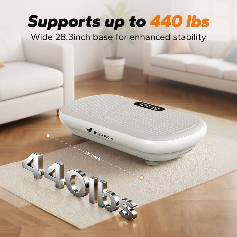 MERACH Full Body Vibration Plate 440 lbs Stability Shaker Plate Calf Workout Silicone Pedals Bluetooth Sync 200 Watts, Grey