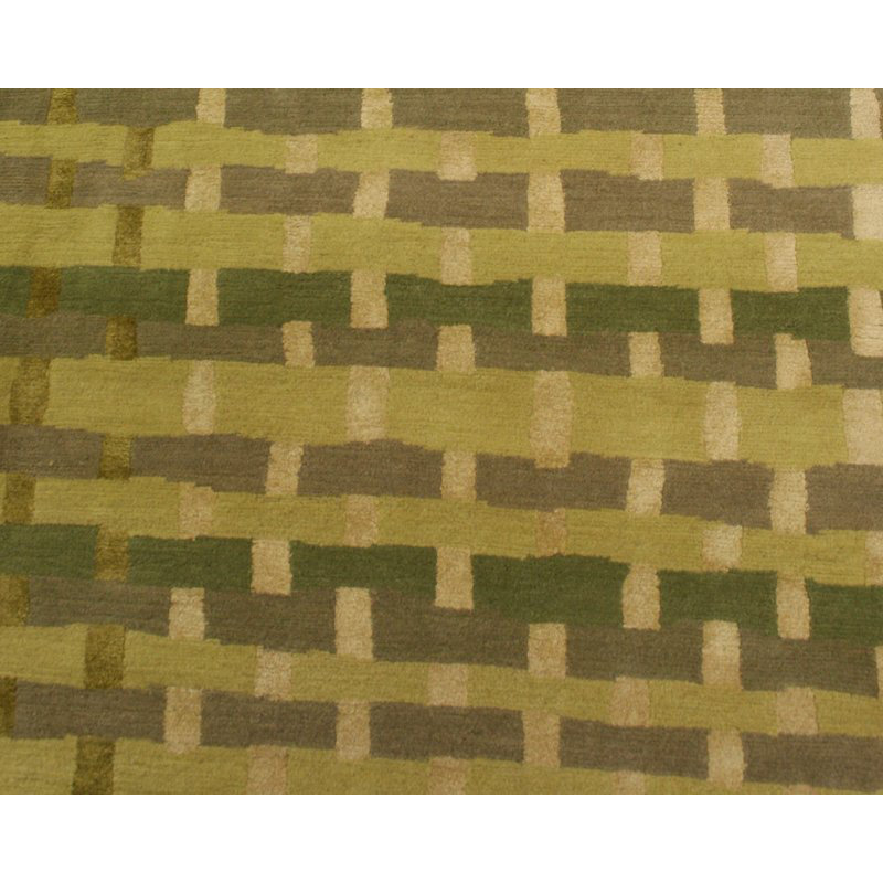 Rag Striped Area Rug in Beige/Green/Gray, Rectangle 3' x 5'