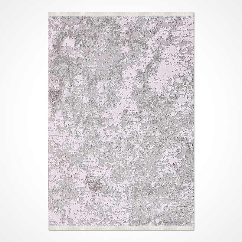 Tapis gris moderne lavable à la machine, Rectangle 3 pi 4 po x 6 pi 7 po