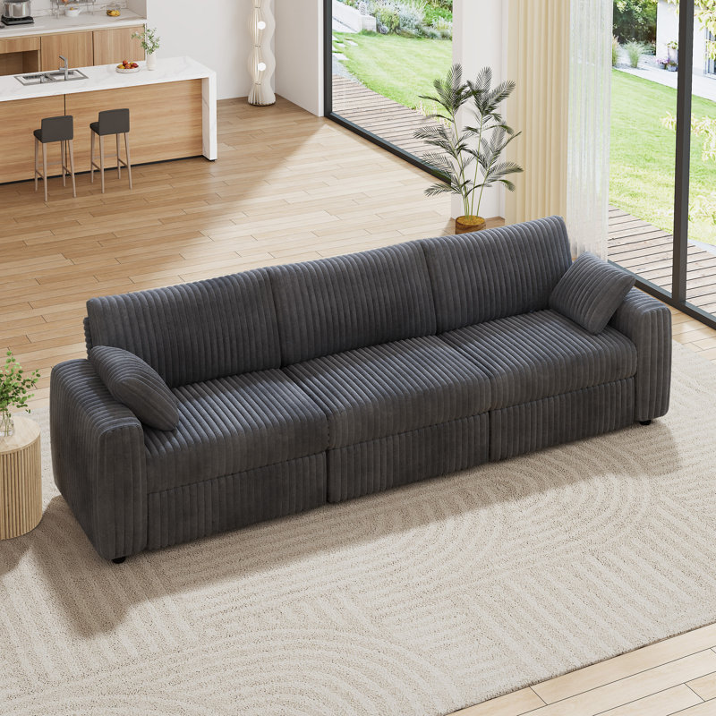 131.5" Extra Large Modular Sectional Sofa, Plush Corduroy Fabric, Modern Oversized 3 Seat Sectional Couch With Deep Seat, Tool-Free Assembly