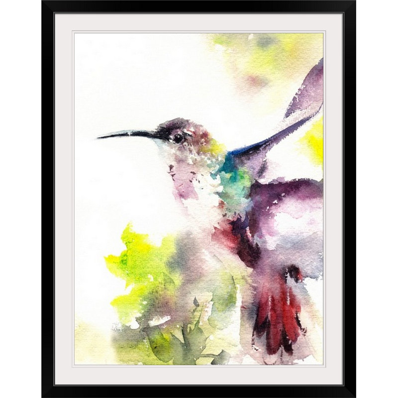 « hummingbird », reproduction d’art Canot Stop, Cadre noir, l 44 po x P 35 po x H 1 po