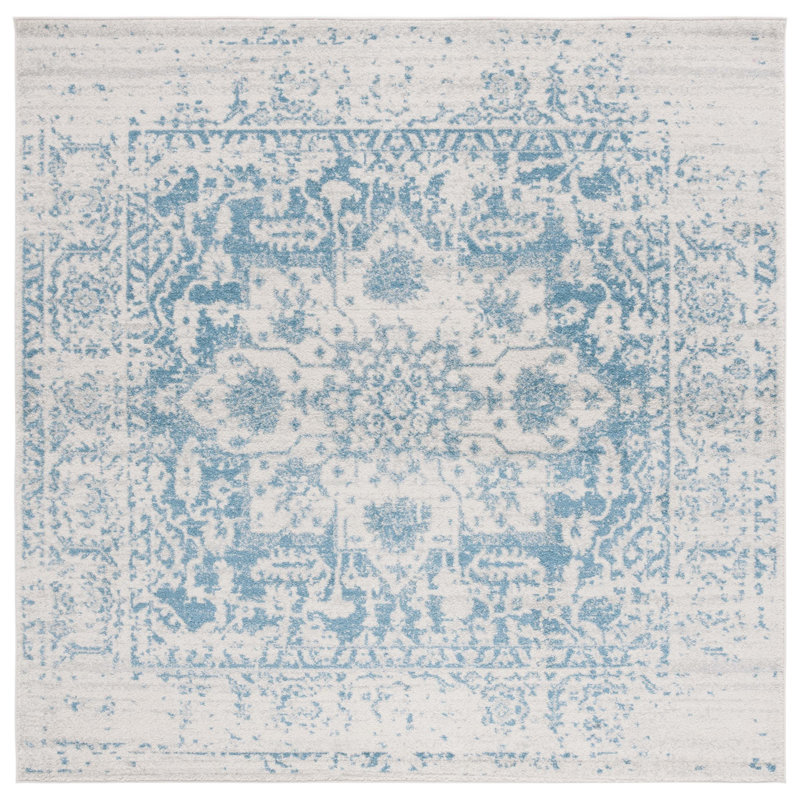 Christa Teal/Ivory Rug, Square 6'7"