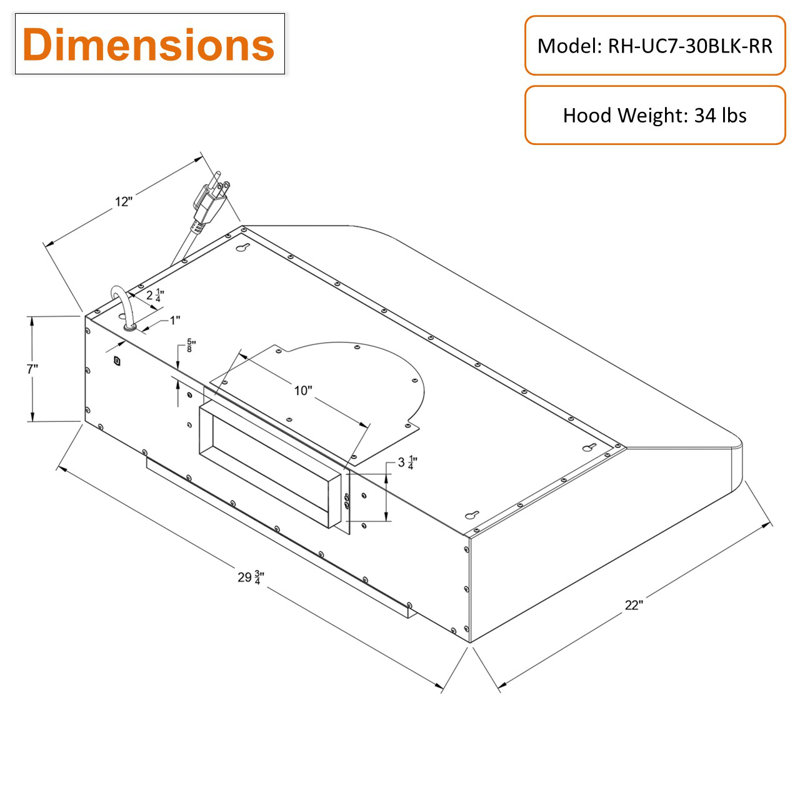 Awoco 30" Stainless Steel 900 CFM Ducted (Vented) Under Cabinet Range Hood with Baffle Filter