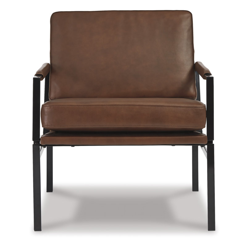 Malge Accent Chair, Brown Genuine Leather/Faux Leather